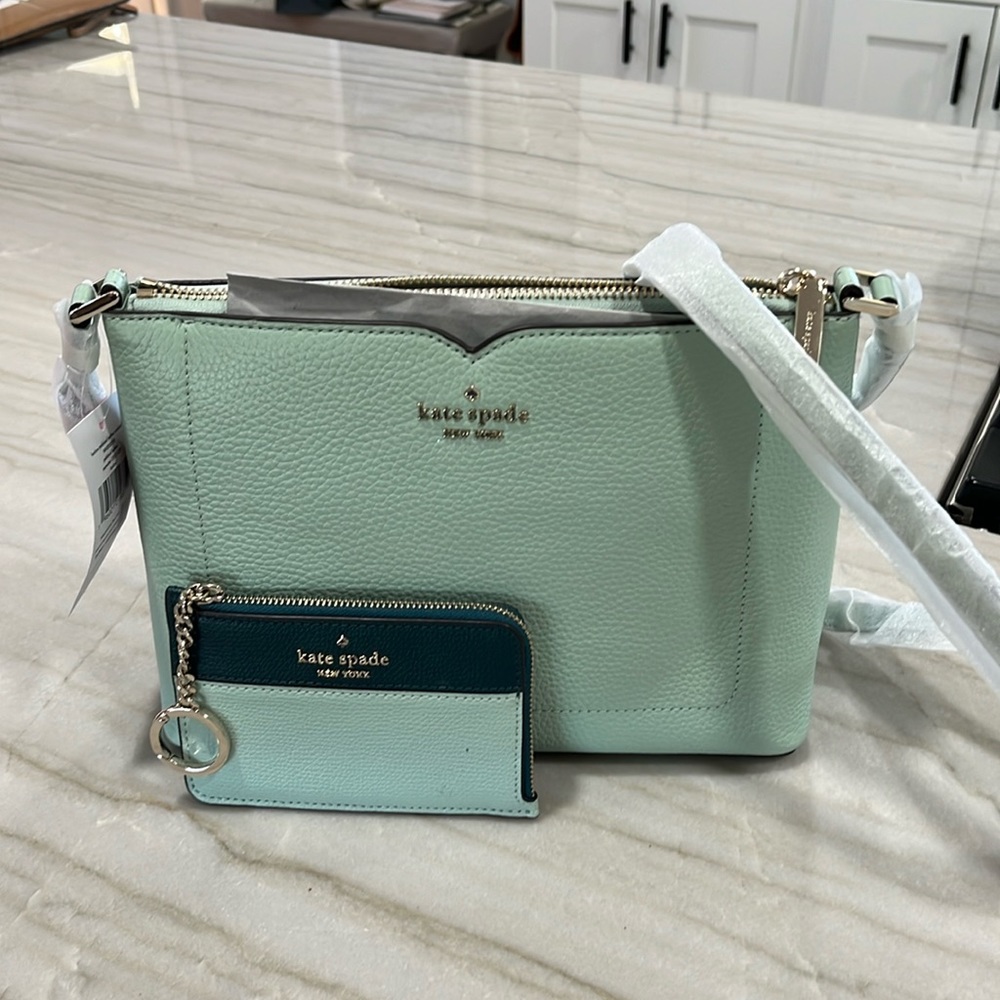 Kate Spade mint green crossbody with wallet.